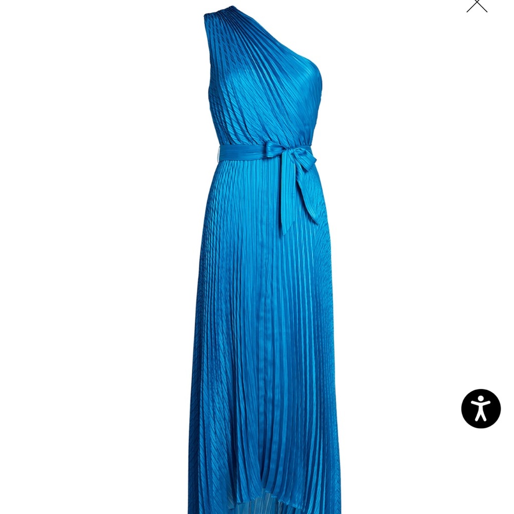 Intermix blue Louise pleated one shoulder maxi gown dress